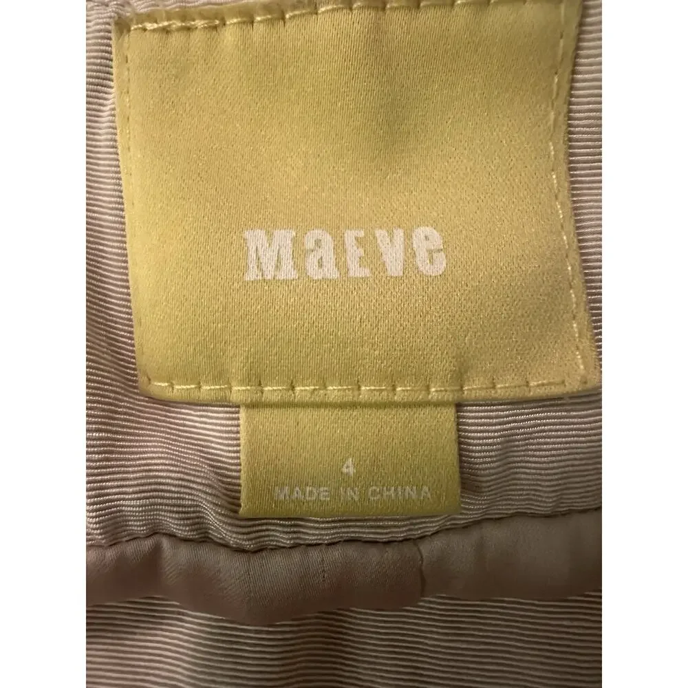Maeve Anthropologie 70’s Vibe Mustard Corded Dots Pencil Skirt Retro Artsy Sz 4